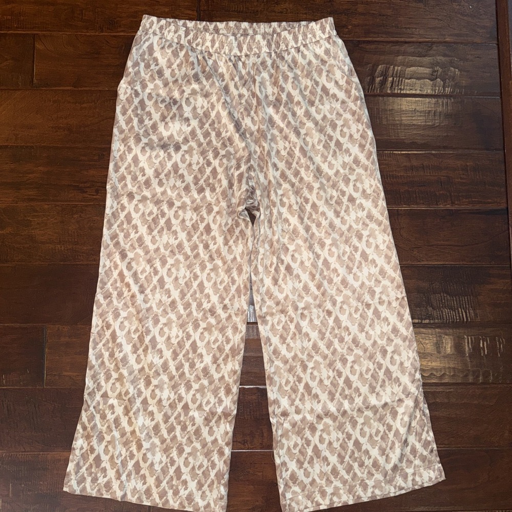 Jason Wu Geometric Patterned Wide Leg Satin Pants Elastic Waist Size XL EUC